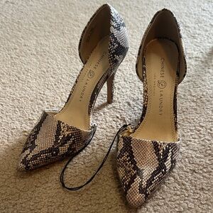 Chinese Laundry Black and Cream Patterned Heels